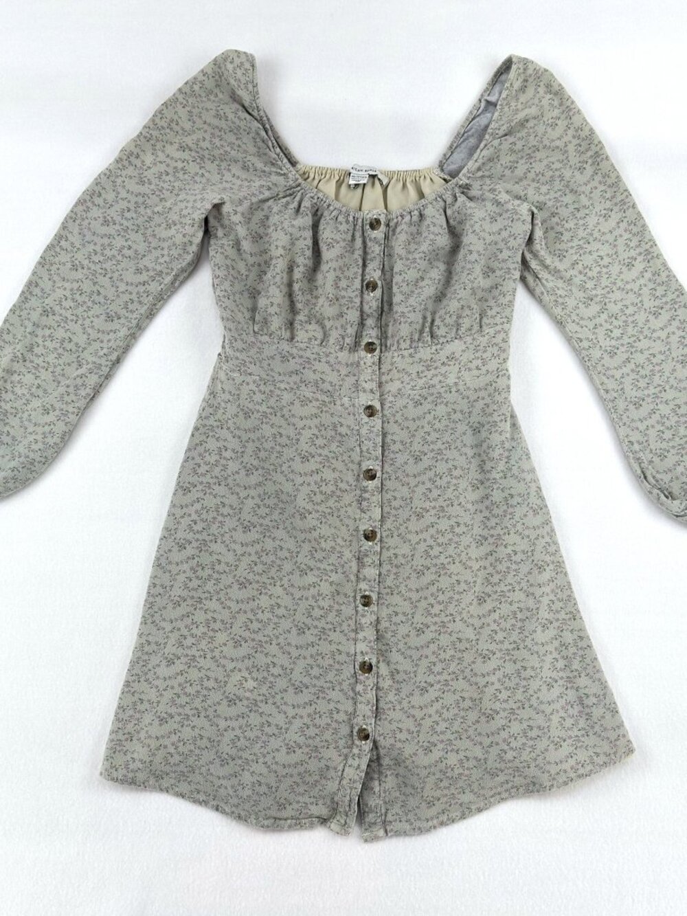 American Eagle Floral Mini Dress XS Long Sleeve Sweetheart Button Front Babydoll